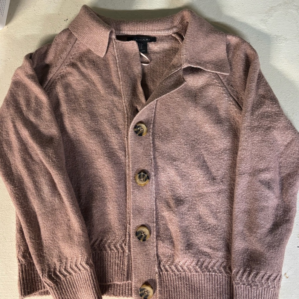 Pink Collared Button Cardigan